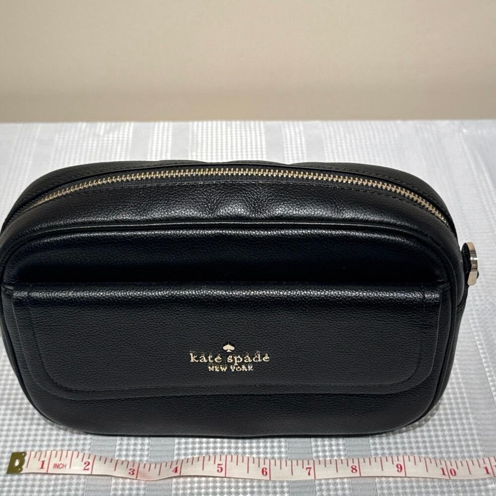 Kate Spade New York Rosie pebbled leather flap camera bag purse in black - Picture 12 of 14